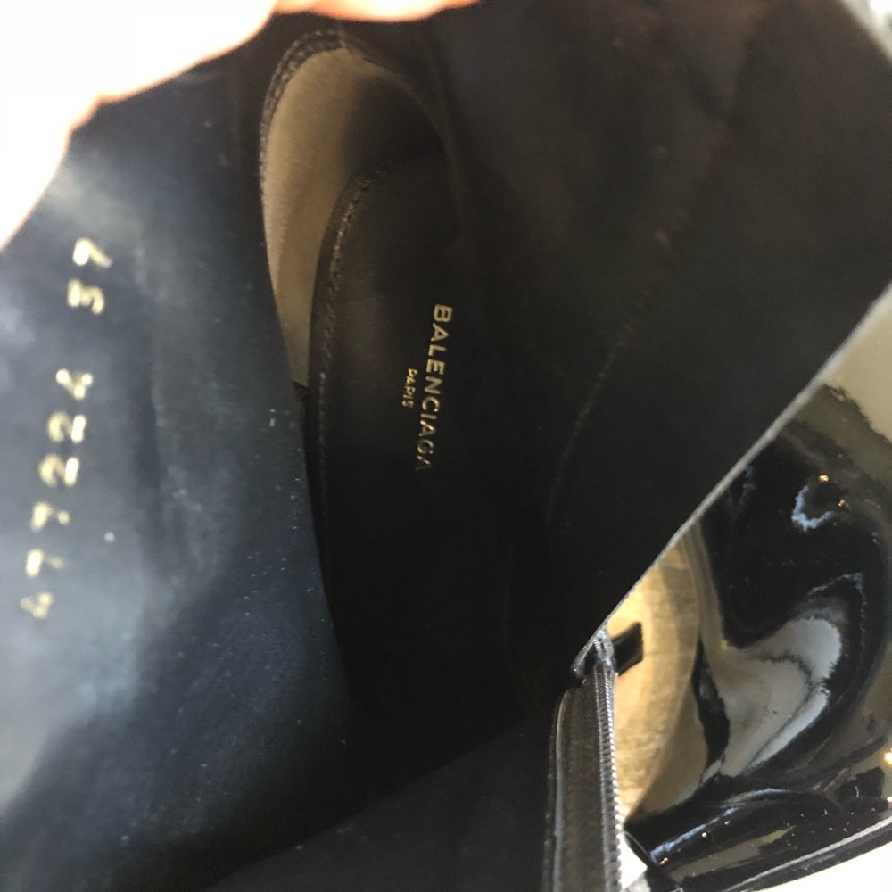 Balenciaga Black Patent Leather Peep Toe Bootie - Picture 6 of 8